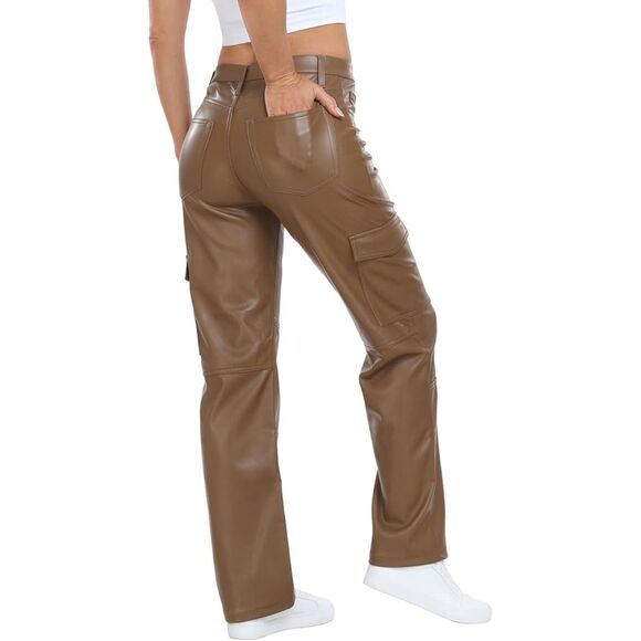 Faux Leather Cargo Pants, Size 32, 12J-190B001 - Picture 2 of 2